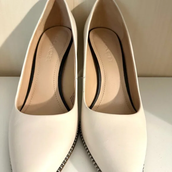 Coach Women's Ivory Heels with Studded Detail - Picture 4 of 9